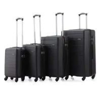 סט מזוודות קשיחות 17+19+24+28 אינץ' דגם Lisbon מבית Swiss Voyager - צבע שחור