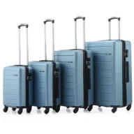סט מזוודות קשיחות 17+19+24+28 אינץ' דגם Lisbon מבית Swiss Voyager - צבע כחול ג'ינס