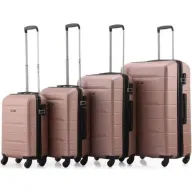 סט מזוודות קשיחות 18+20+24+28 אינץ' דגם Atlanta מבית Swiss Voyager - צבע רוז גולד