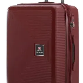 image #2 of סט מזוודות קשיחות בלתי שבירות 20+26+30 אינץ' + תיק איפור מתנה דגם Neo Boston מבית Swiss Voyager - צבע אדום יין