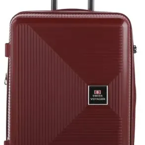image #3 of סט מזוודות קשיחות בלתי שבירות 20+26+30 אינץ' + תיק איפור מתנה דגם Neo Boston מבית Swiss Voyager - צבע אדום יין