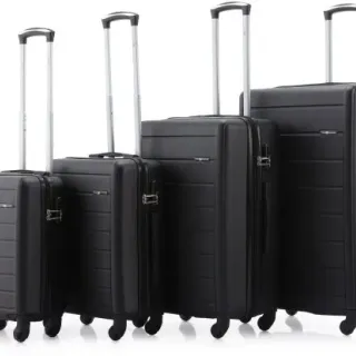 image #0 of סט מזוודות קשיחות 17+19+24+28 אינץ' דגם Lisbon מבית Swiss Voyager - צבע שחור