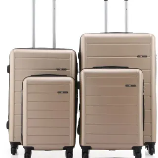image #1 of סט מזוודות קשיחות 17+19+24+28 אינץ' דגם Lisbon מבית Swiss Voyager - צבע שמפניה