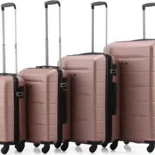 image #0 of סט מזוודות קשיחות 18+20+24+28 אינץ' דגם Atlanta מבית Swiss Voyager - צבע רוז גולד