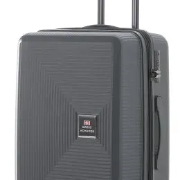 image #2 of סט מזוודות קשיחות בלתי שבירות 20+26+30 אינץ' + תיק איפור מתנה דגם Neo Boston מבית Swiss Voyager - צבע אפור